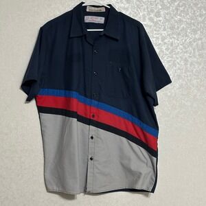 Image Plus Red Kap Short Sleeve Work Shirt Tall Blue Red Black Gray Stripes XL